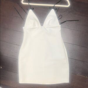 Zara White Mini Dress with Black bow straps